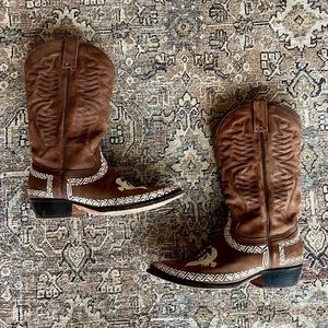 Vintage Eagle Embroidered Southwestern Cowboy Western Boots in Chocolate Brown